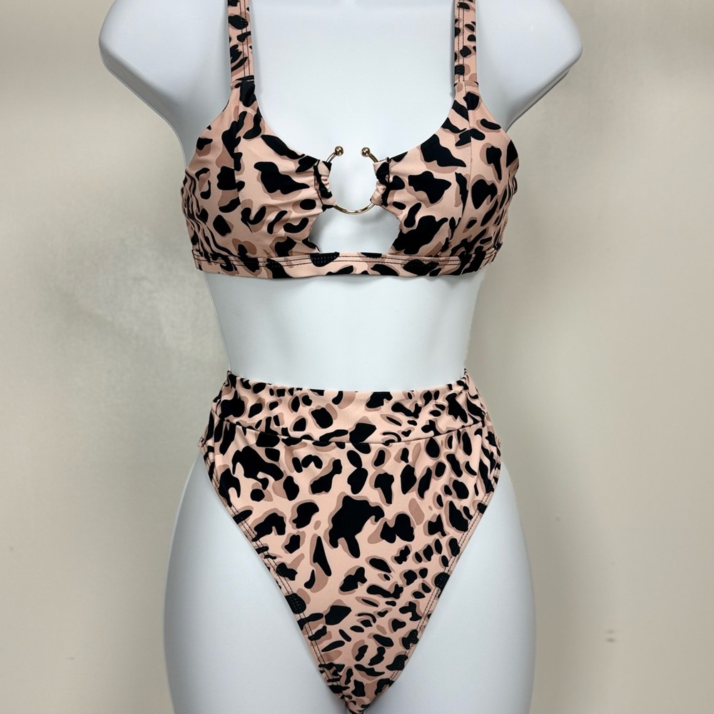 Leopard Print High-Waisted Bikini Set